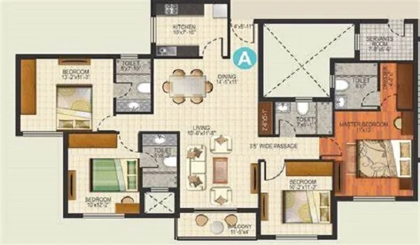 Prestige Park Street 4 BHK + Family Room Floor Plan