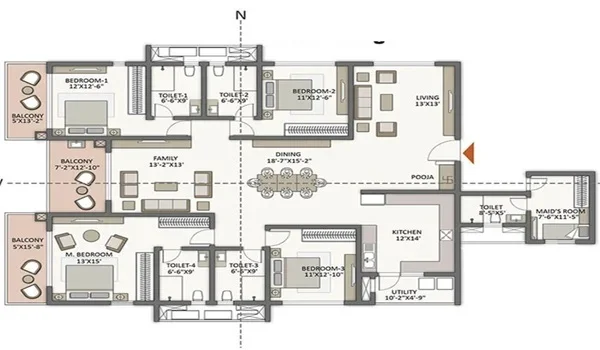 Prestige Park Street 4 BHK Floor Plan